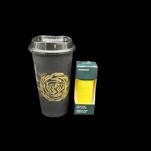 New Starbucks Gold Flower Reusable Cup and Hawaii Pineapple Keychain